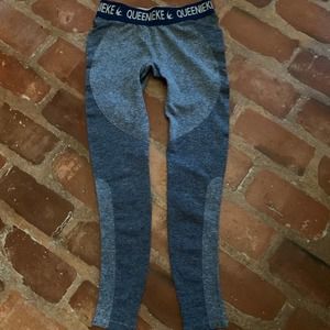 NEW NO TAG Womens QUEENIEKE Seamless Sports Leggings Blue Slim Fit SIZE SMALL